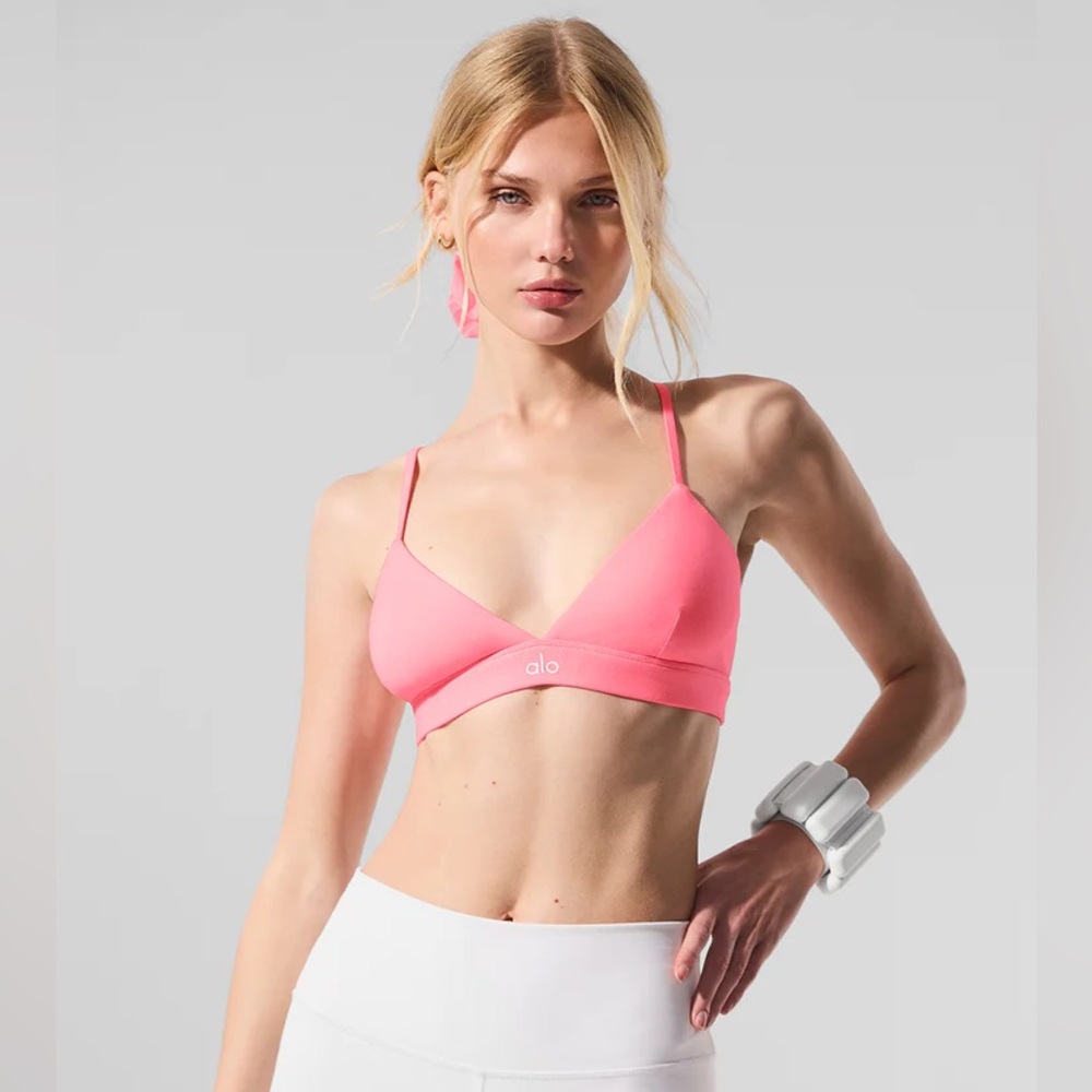 Alo Yoga Splendor Bra Neon Bubblegum Pink Small